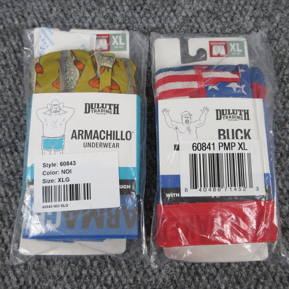 Duluth Trading Boxer Briefs Mens XL Multicolor Armachillo Buck Naked 2 Pack NWT
